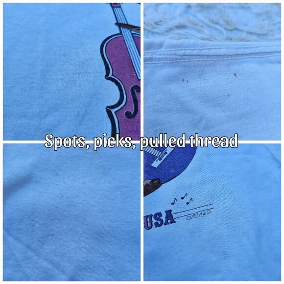 VTG Graphic Tee Nashville Country Music Size XL Off White Belton Single Stitch - Picture 5 of 10